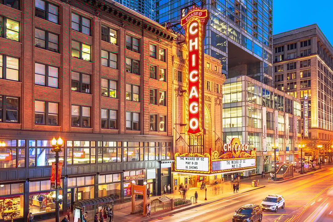 Chicago Theater District - una actividad imprescindible en un itinerario de 3 días por Chicago.