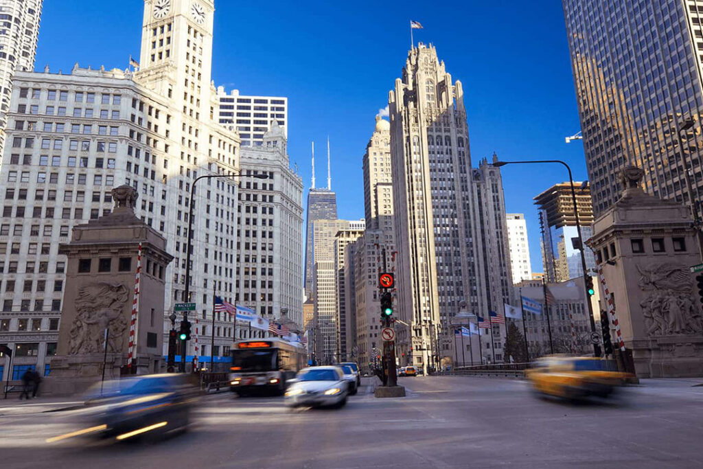 Vista de la calle Magnificent Mile 